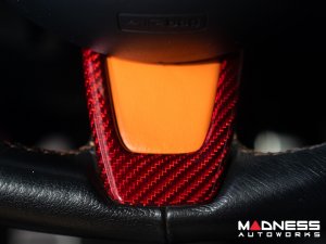 FIAT 500 Steering Wheel Trim - 3 piece set - Carbon Fiber - Red Candy